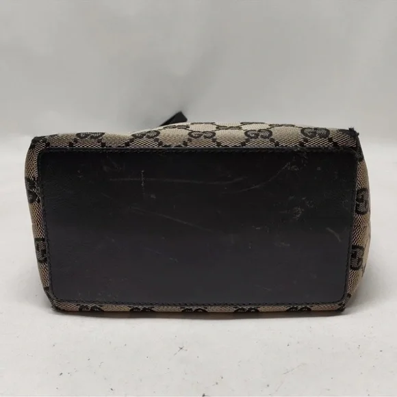 Gucci Tote Bag Black Vintage GG Monogram Canvas with Leather Trim EUC - Picture 3 of 5